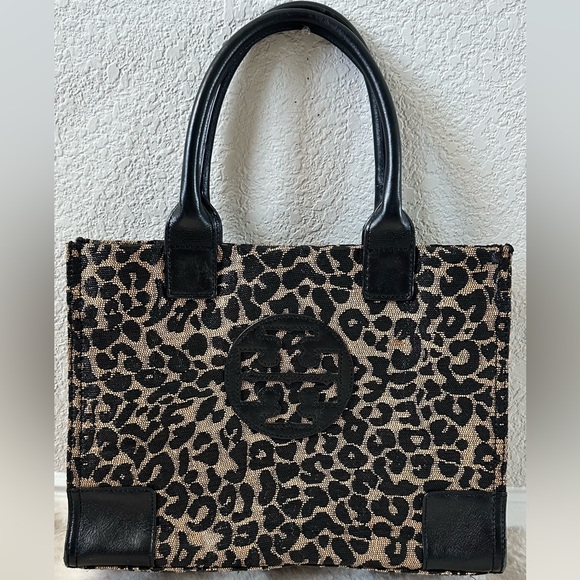 Tory Burch Black and Tan Leopard Tote - Picture 1 of 10